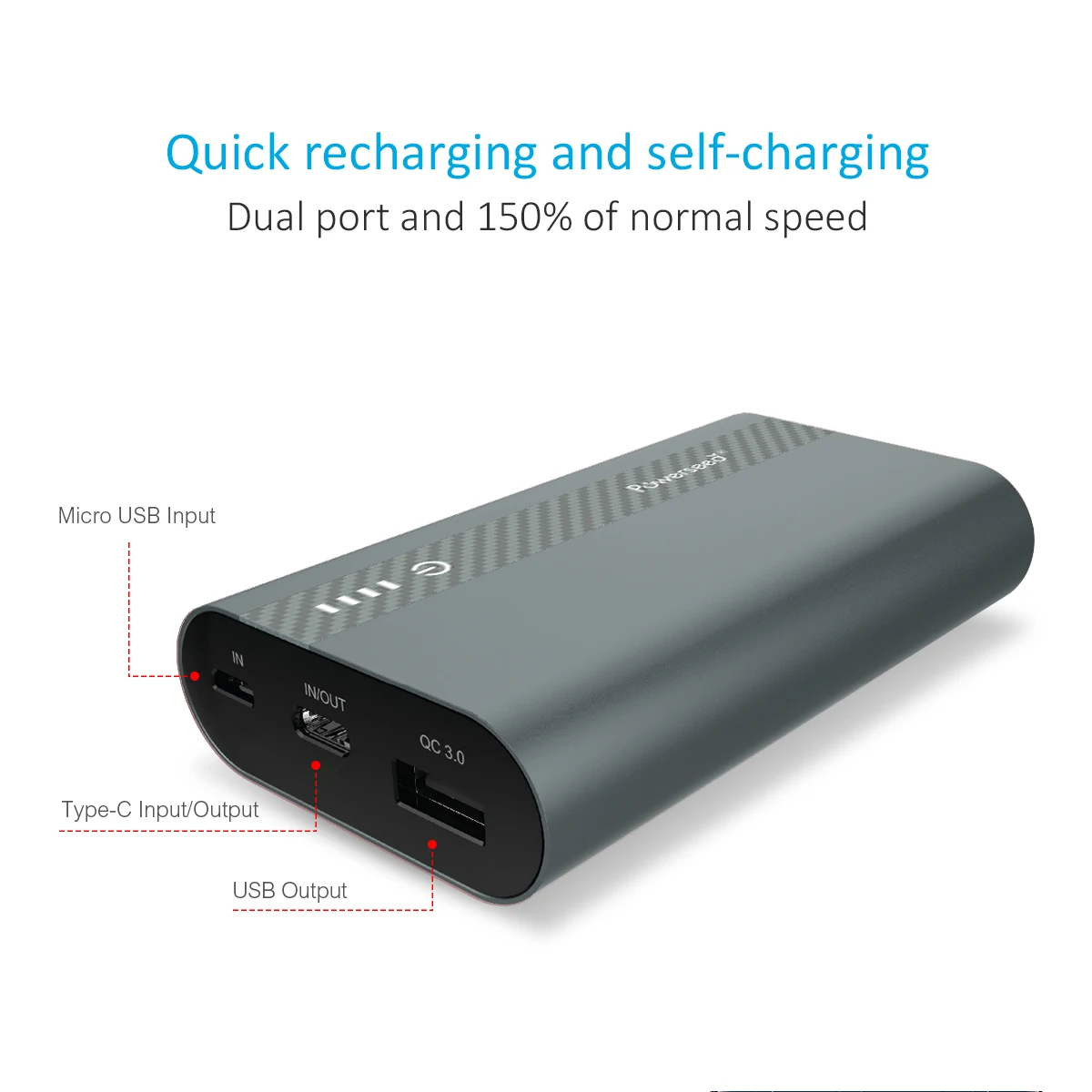 Power seed 10000mAh QC3.0 power Bank Быстрая зарядка 3,0 Dual USB power bank портативное зарядное устройство для Xiaomi для huawei