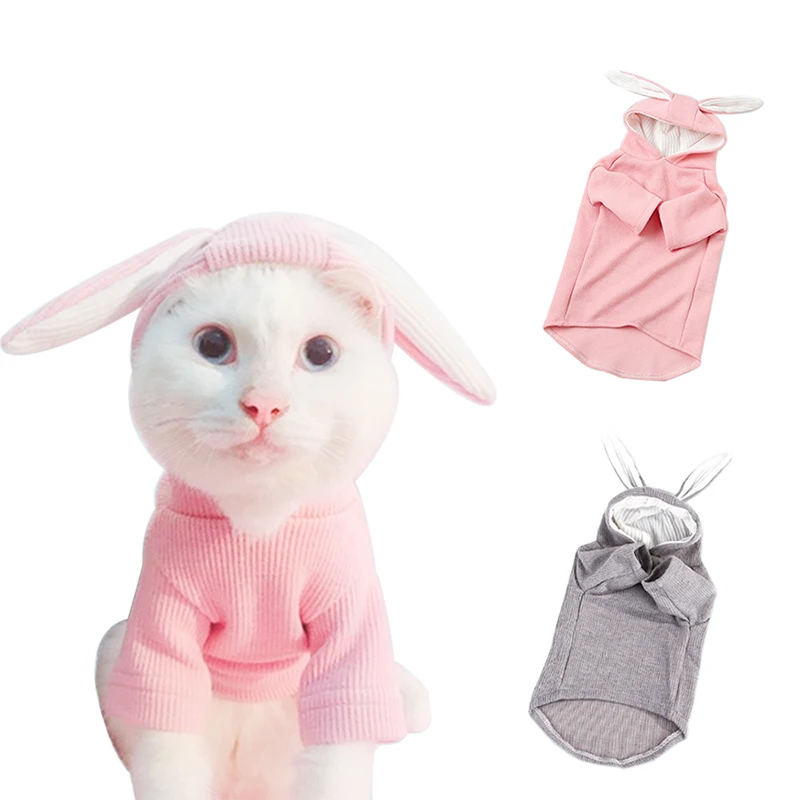 Cute Pet Dog Clothes Rabbit Ear Pets Cats Clothing For Dog Pet Overalls Knitted Pet Clothes For Small Medium Dogs Costume