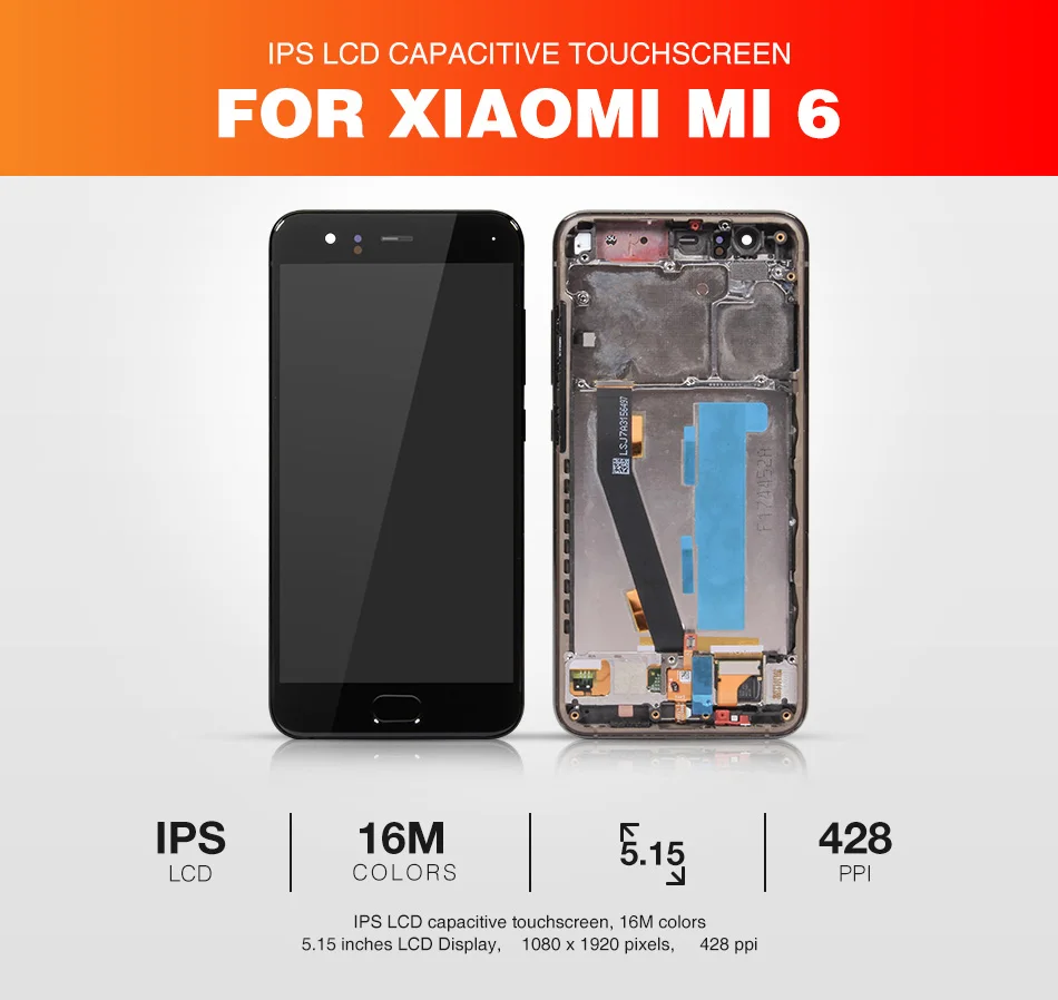 Для Xiaomi Mi 6 ЖК-экран+ рамка+ датчик отпечатков пальцев для Xiaomi Mi 6 дисплей 10 сенсорный экран в сборе запасные части для ремонта