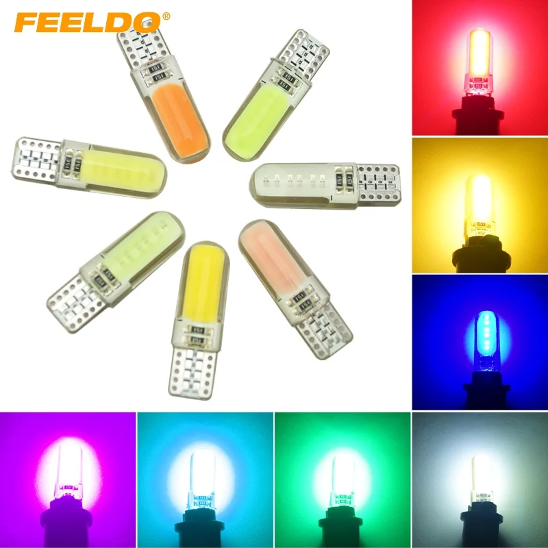 

200Pcs Auto T10 194 168 W5W COB 12 Chips Silica Car 12LED Door License LED Light Bulb Wedge Light 7-Color #FD-2713