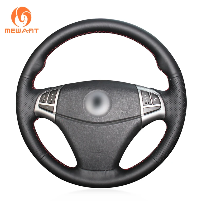 MEWANT Black Artificial Leather Car Steering Wheel Cover for Ssangyong