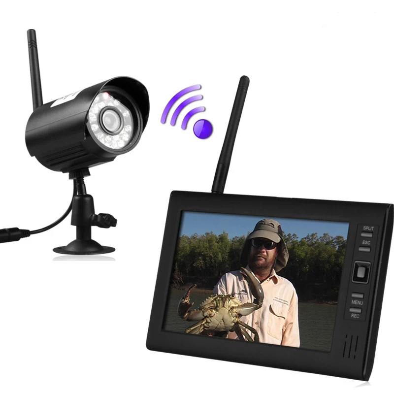 7-LCD-Wireless-Baby-Monitor-4-Channel-Quad-Security-System-DVR-With-1-Cameras-Home-Security