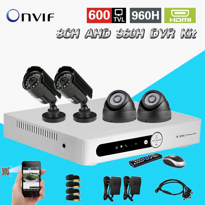 TEATE 8 Канала cctv Безопасности камера с DVR Система Записи 4 шт. 600TVL Камера Kit 8-канальный AHD 960 h dvr HD HDMI 1080 P CK-193