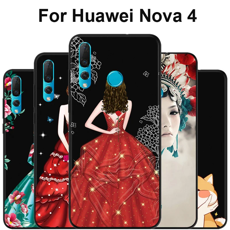 Чехол для huawei Nova 4 VCE AL00 Капа крышка красивая девушка противоударный мягкий ТПУ