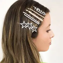 Блестящие заколки для волос со звездами и буквами заколки для девочек инструмент для укладки заколка с бриллиантами заколка для волос