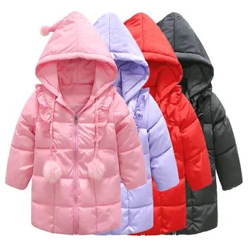 

New Autumn and Winter Long Down Cotton Girls 1-7 Years Old Baby Small Children Long Coat Jacket