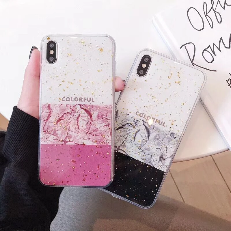 HUANQINGNew Flashpowder gold foil anti-soft rubber For XSMAX 7 Plus 6 6 S 6 Plus 8 Plus 8 Plus X XRmobile phone shell4