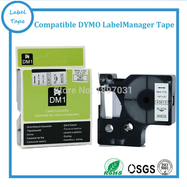 Cheap Grade A quality 10pcs/lot free ship Compatible dymo label tape 6mm*7m black on white 43613 dymo D1 label for dymo label printer Cheap Grade A quality 10pcs/lot free ship Compatible dymo label tape 6mm*7m black on white 43613 dymo D1 label for dymo label printer