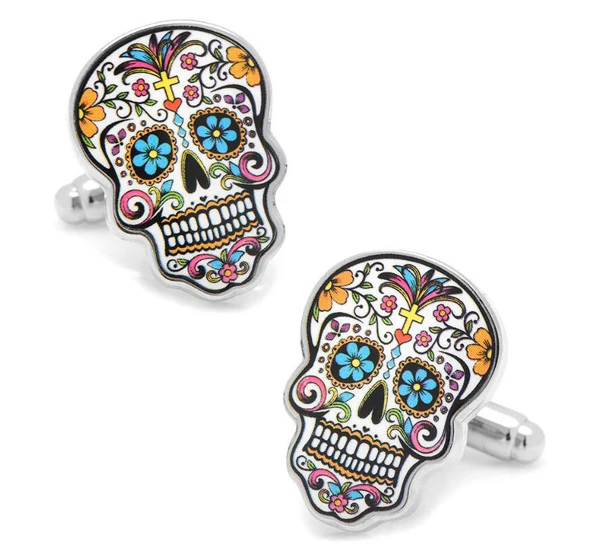Запонки с черепом сахарные мертвецы Скелет Дизайн гипербола стиль запонки - Окраска металла: 1