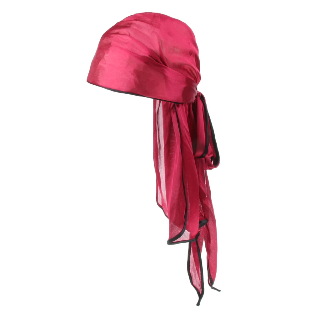 Unisex Soft, Bandana Hat Silky Durag Long Tail Headwrap Biker Chemo Head Cover Cap for Camping Hiking Fishing Boating Access
