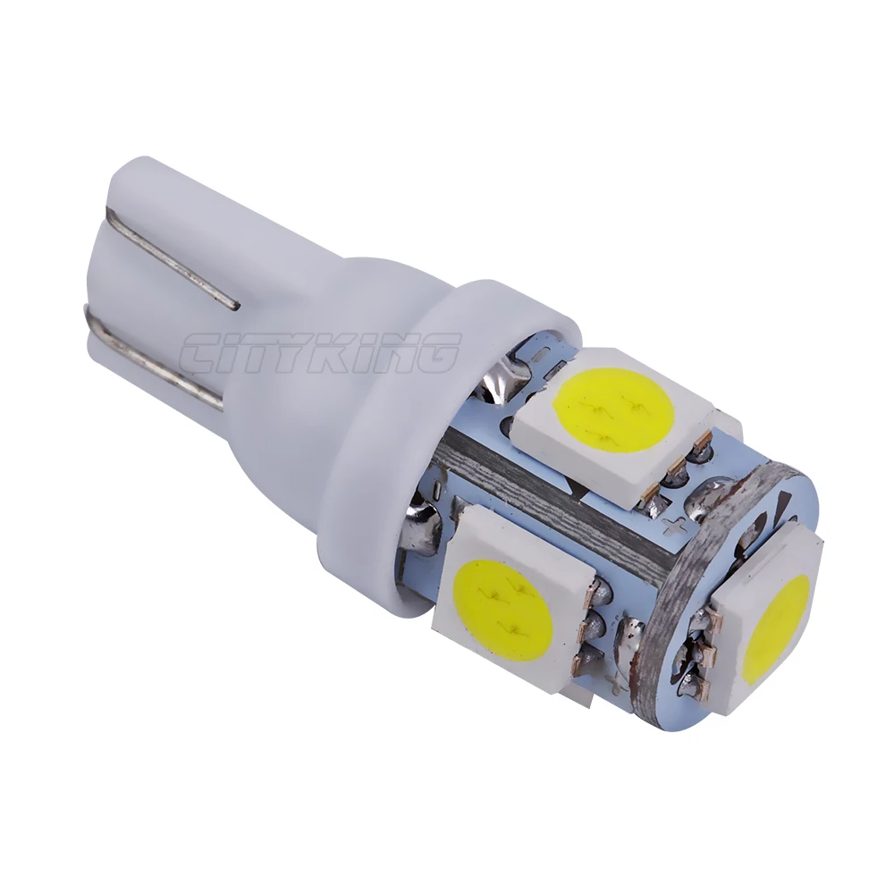 10 шт. Автомобильные светодиодные лампы T10 5led 5050 smd w5w светодиодный t10 5smd 168 194 5