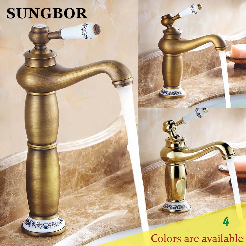 Preise Gold bad wasserhahn antike kupfer wasserhahn messing chrom bad wasserhähne rose gold wasserhähne mischer armaturen Freies verschiffen AL 7152F