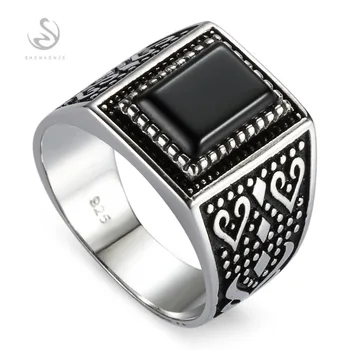 

Eulonvan Vintage gothic wedding rings silver 925 men Sterling Silver jewelry Black Cubic Zirconia S-3808 size 7 8 9 10 11 12 13