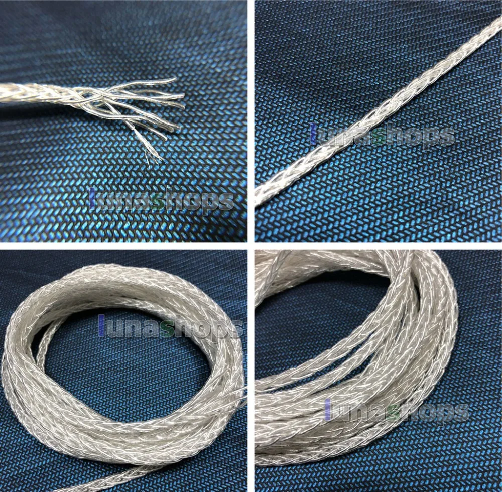 

LN006211 50m 8*(10*0.08mm) 8 Cores 99.99% Pure Silver Earphone DIY Custom Cable (Not Telf) 8*1.1mm OD:4mm