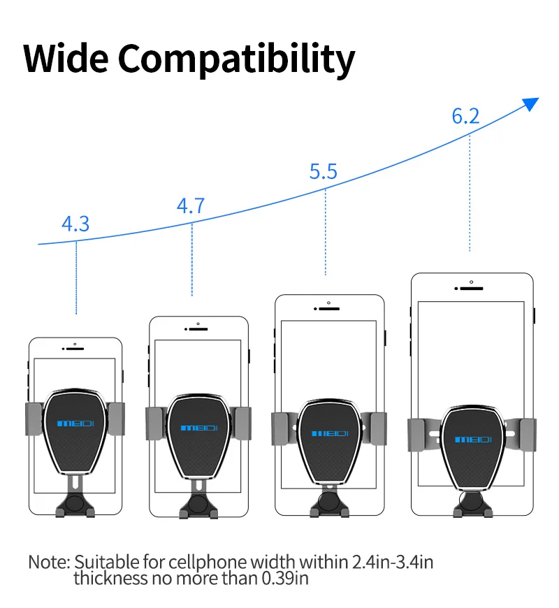 Держатель телефона для автомобиля, MEIDI тяжести с помощью одной руки Управление универсальный, устанавливаемое на вентиляционное отверстие в салоне автомобиля Автомобильный держатель для iPhone 7/6s/6 Plus 5S/SamsungS8/7