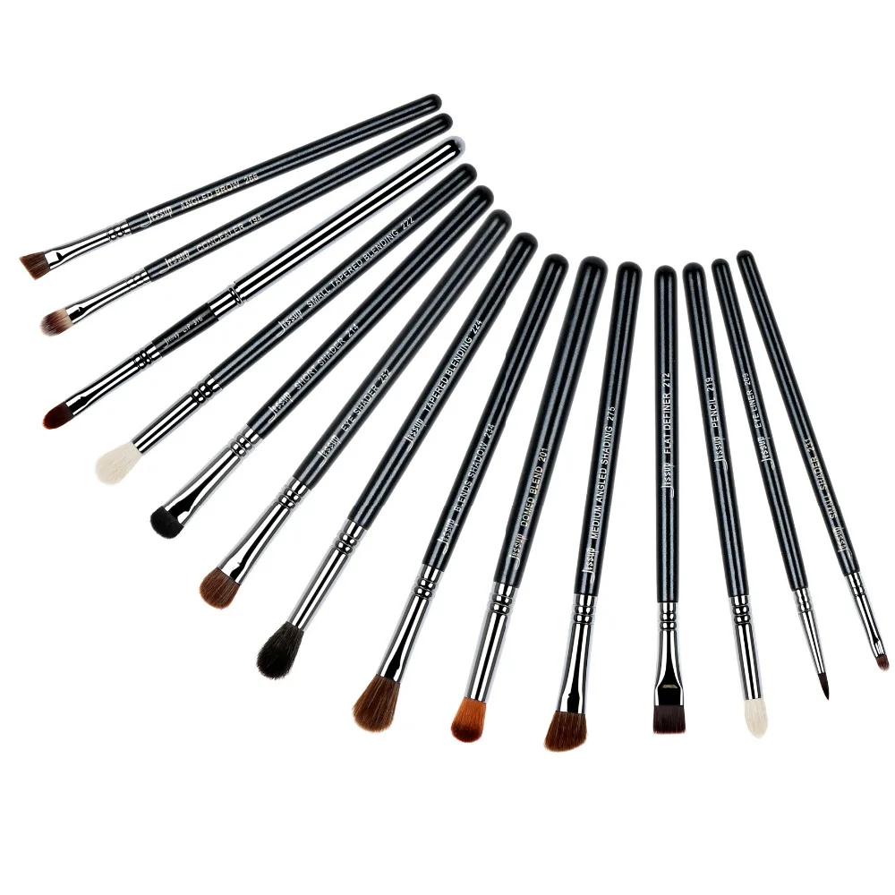 Online Jessup 14 stücke Schwarz Silber Hohe Qualität Pro Make Up Pinsel Set Beauty tools Make Up Pinsel Kosmetische kits T132