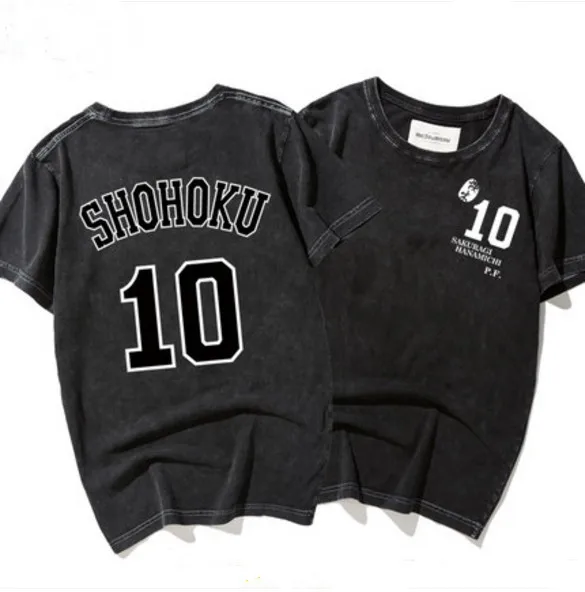 

Slam Dunk Hanamichi Sakuragi Rukawa Kaede Cosplay Short-sleeved Cotton T Shirt Nostalgic Color Retro Trend Men's Tops