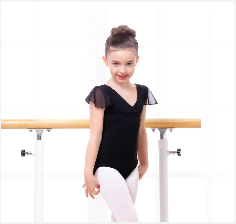 Балетная трико для гимнастики Одежда для танцев Детская кружевная юбка для девочек профессиональное балетное платье-трико - Цвет: Черный