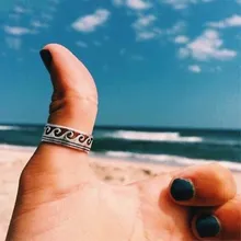 Серебряное волнистое кольцо, нержавеющая сталь, кастет, океанская проволока, кольца для серфинга, для женщин, Пляжное приливное ювелирное изделие, Midi Bague Femme Anillos Mujer