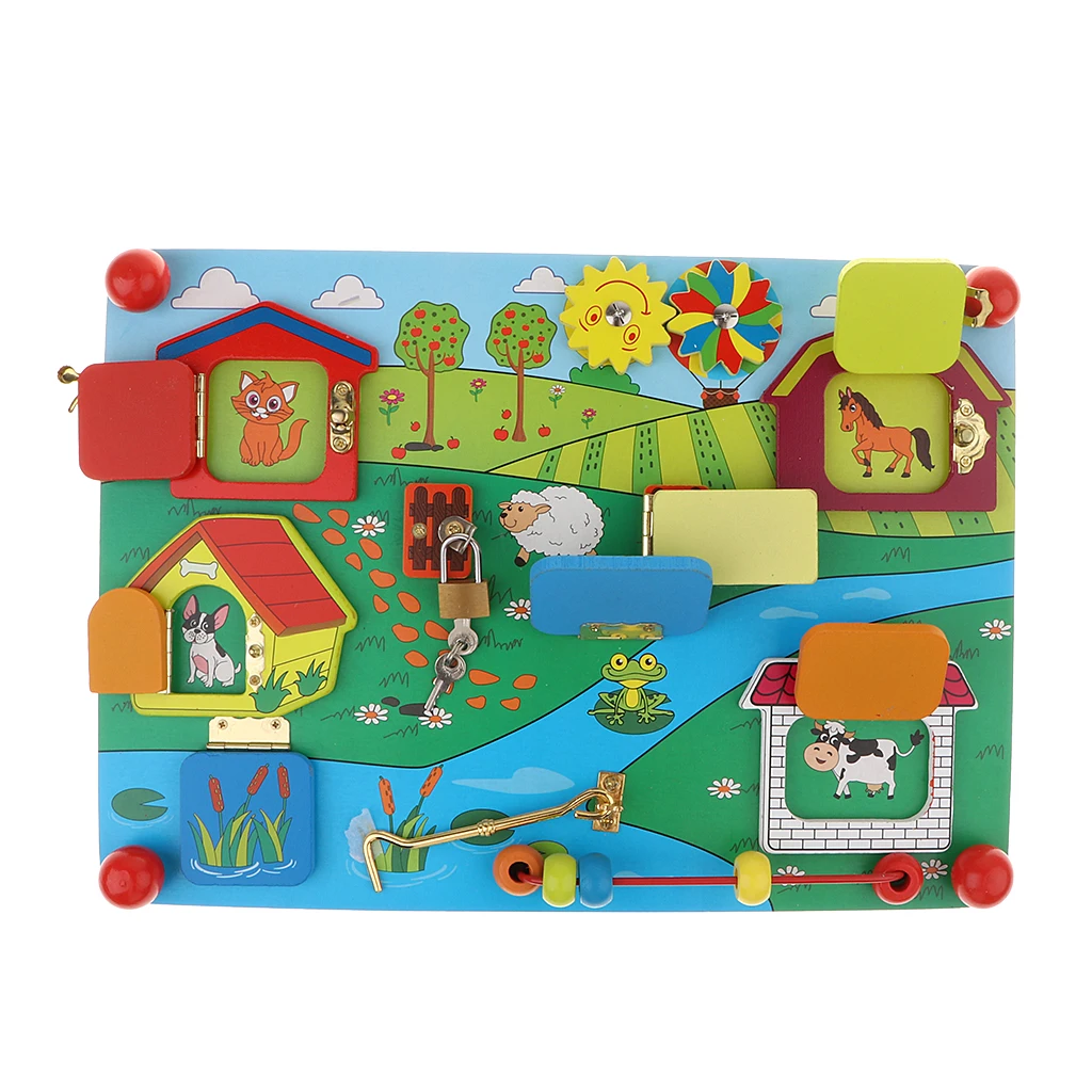 

Wooden Animal Lock Latch Board Fine Motor Skill Kids Developmental Toy, Early Educational Toy for Children