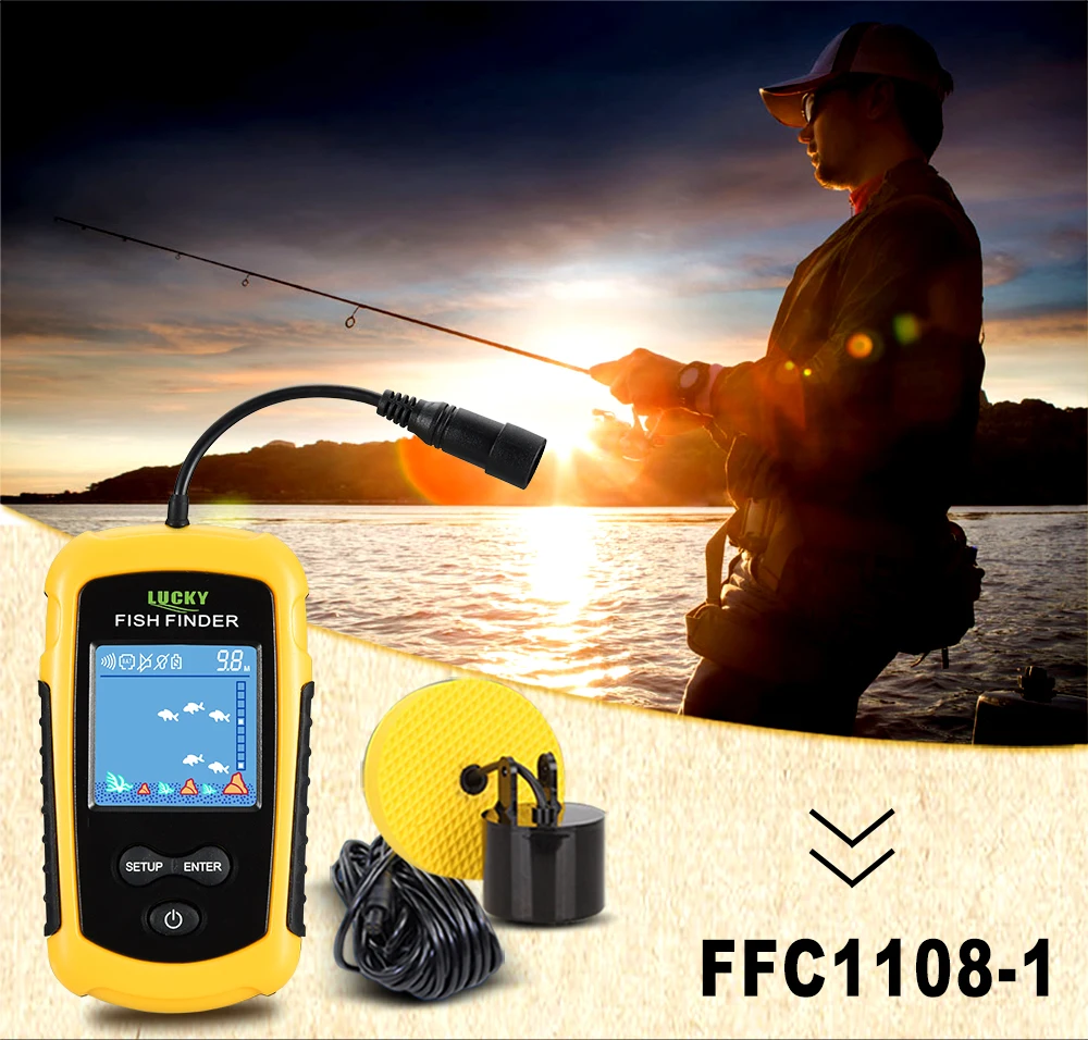 LUCKY портативный рыболокатор FFC1108-1 эхолот 100 м сонар ЖК эхолот для рыбалки