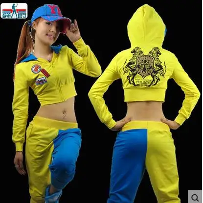 

2017 New Fashion dance hip hop short top sweatshirt female Jazz costume neon performance wear Sexy costumes coat short jacket