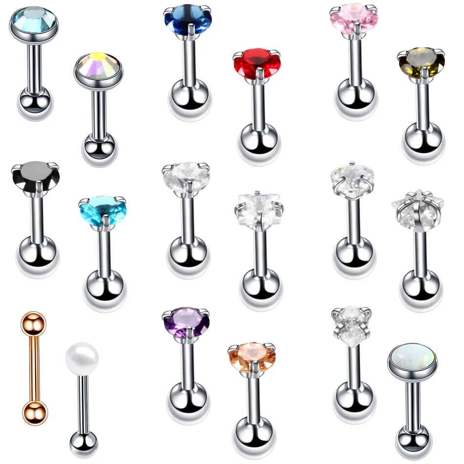 

2pcs/lot Steel Ear Tragus Cartilage Piercing Helix Piercing Conch Lobe Earring Barbell Bar Ear Studs Piercing Orelha Cartilagem