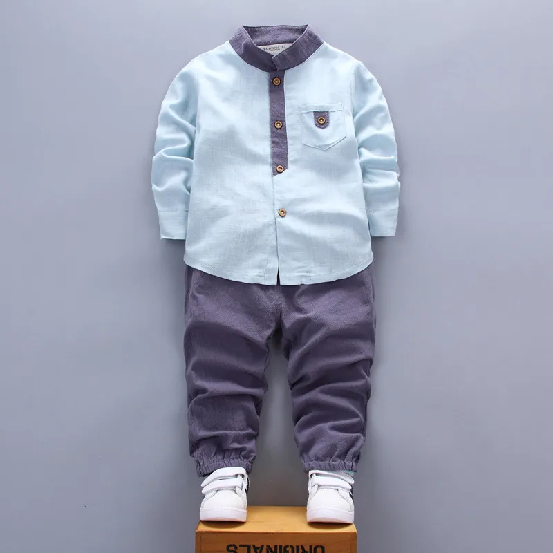 BibiCola комплект осенней одежды для мальчиков, модная детская спортивная одежда комплект из 2 предметов хлопковая рубашка и штаны спортивный костюм с длинными рукавами