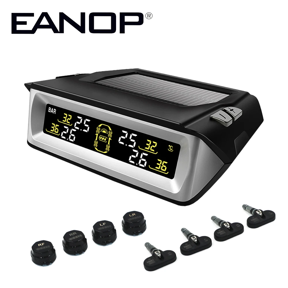 

EANOP 2019 New S701 Solar TPMS Monitor Digital LCD display Auto Security Alarm Systems Tyre Pressure Wireless 4 external Sensor