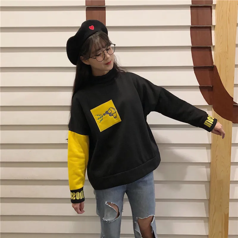 Korean Casual letter full sleeve Turtleneck Neck pullovers