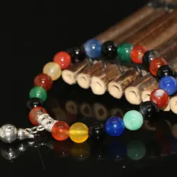 Бесплатная доставка многоцветный природный агат 8 мм круглые бусины браслеты Богемия стиль оригинальный дизайн ювелирных изделий 7.5 inch B2016