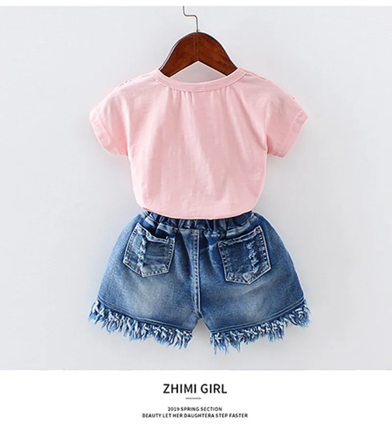 CROAL CHERIE  Baby Girl Clothes 2PCS Toddler Kids Baby Girls Outfits Short Sleeve T-shirt Tops+Short Pants Tassel Clothes Set  (8)