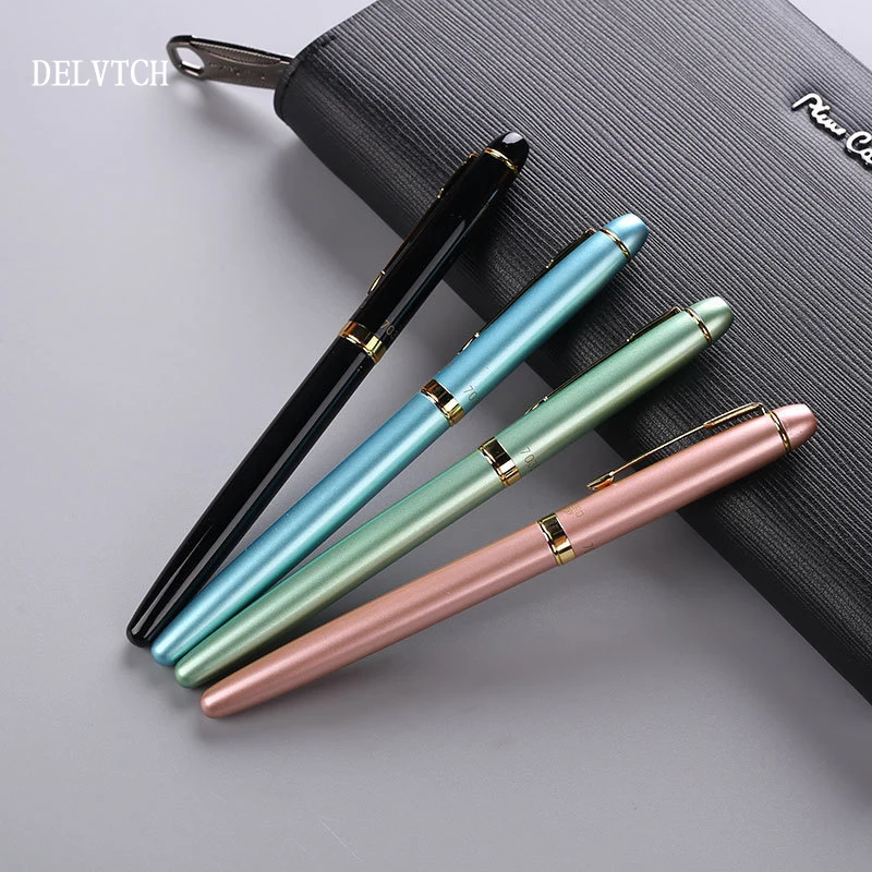 

DELVTCH Sheet Metal Fountain Pen 0.38MM 4colors Office Business Conference Gift Pen Student Writing Tools