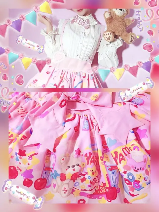 Бесплатная доставка 2019 новая звезда Лолита оформление Мэри оригинальный дизайн, яйца и молоко шифон SK съемные ремни короткая юбка