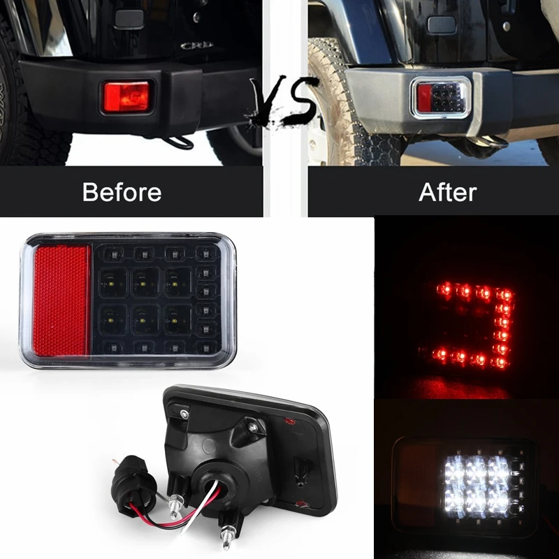 LED Tail Rear Back Bumper Light Back up Reverse Lights Back Parking Light Brake Light Assembly for 07-15 Jeep Wrangler JK ddf.jLpg.jLpg.jLpg
