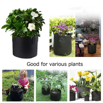 

6pcs 3/5/7 Gallon Garden Grow Bag with Handle Felt Grey Fabric Plant Planting Growing Box Vegetable Potato Round Pot Container