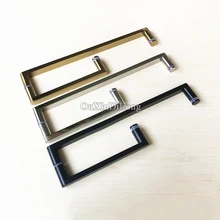 High Quality 2PCS Stainless Steel L Shape Shower Door Pull / Push Handles Bathroom Glass Door Handles Towel Bar C-C:425*225mm 1pair c c 425 225mm bathroom door l handle stainless steel polish chrome shower room glass door handle jf1628