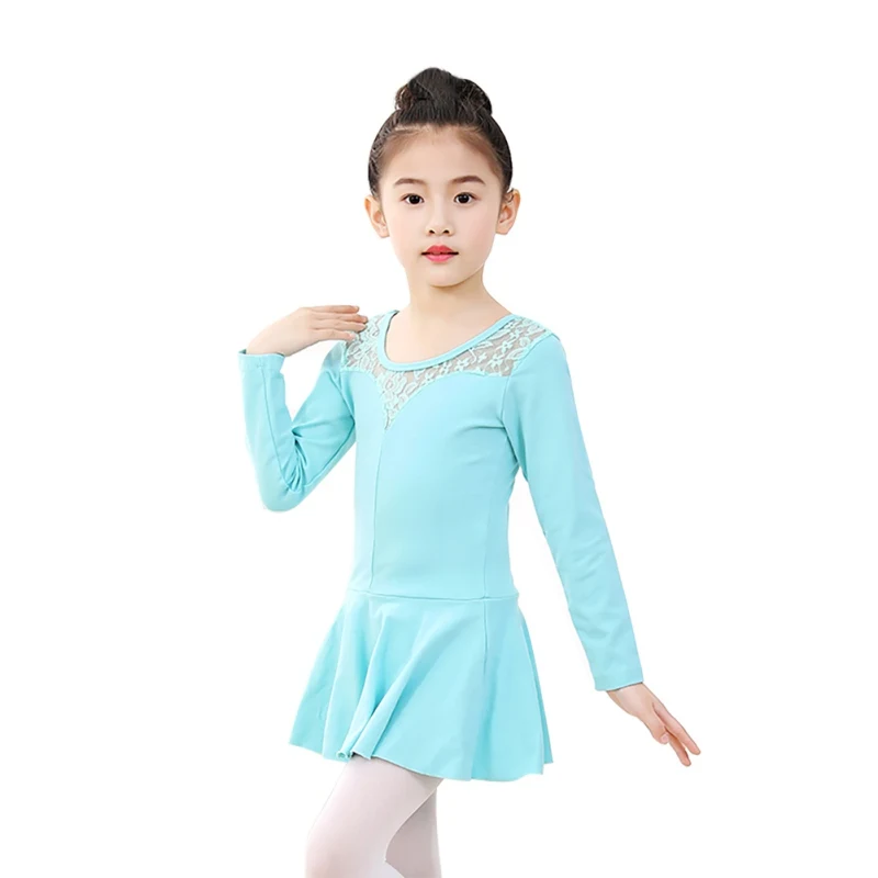 

Children's cotton leotard gym girl long sleeve Spring girls Dance dress Round neck clothes practice clothes