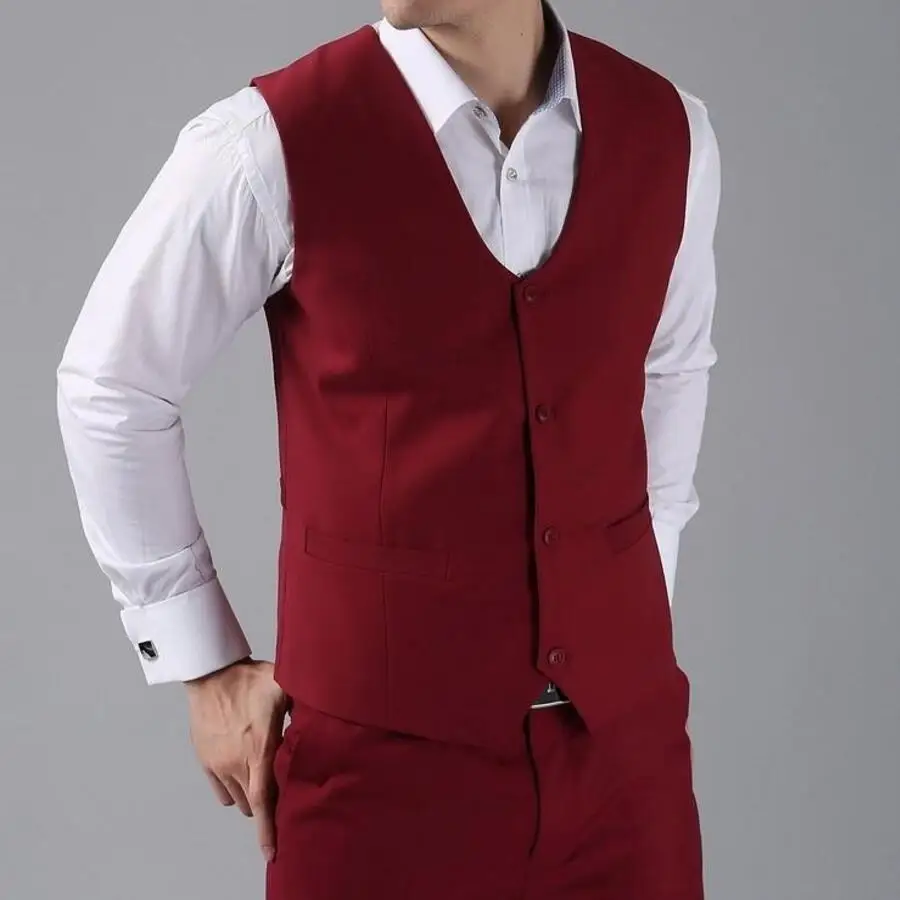 Chaleco Hombre Tailor Made Burgundy Groom Vests Groomsmen's Best Man