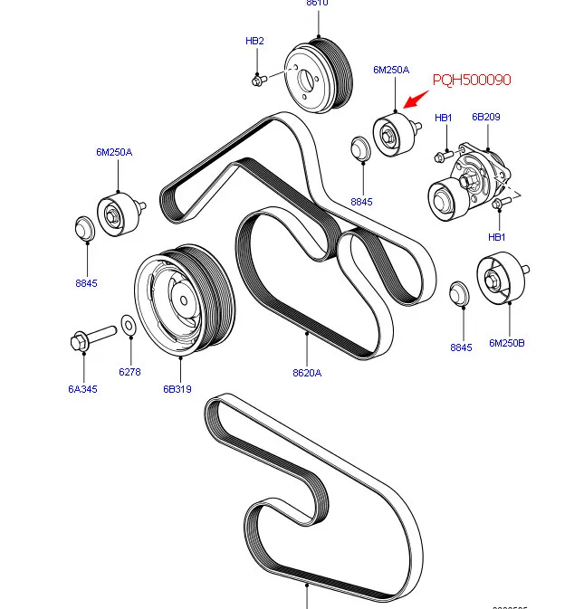 PQH500090 3.6L V8 дизель автомобильный натяжной шкив для Range Rover Sport Авто Натяжной привод системы запчасти с хорошей розничной ценой