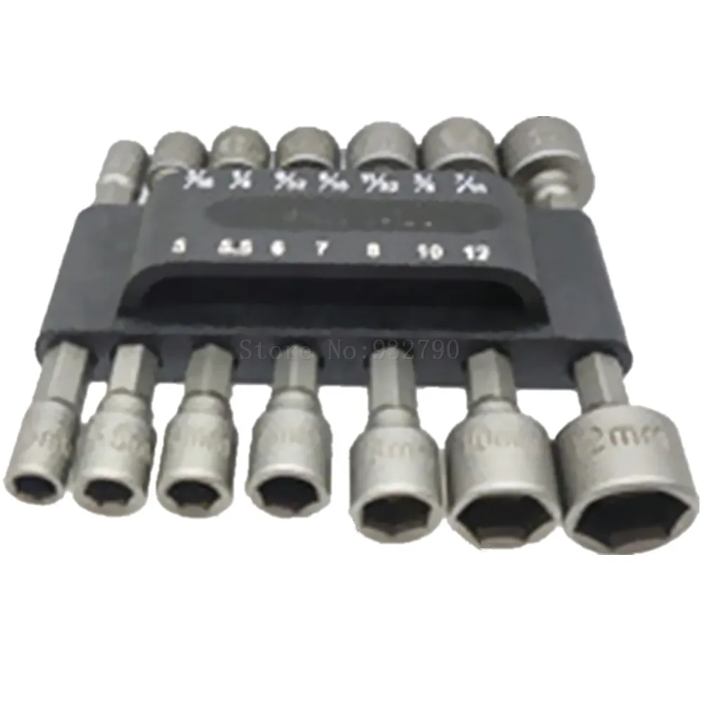 

14pcs Power Nut Driver Set Dual Sae Metric Bit Mm And Standard Hex 1/4" Shank Quick Change Power Nut Driver Bit Set Nutdrivers