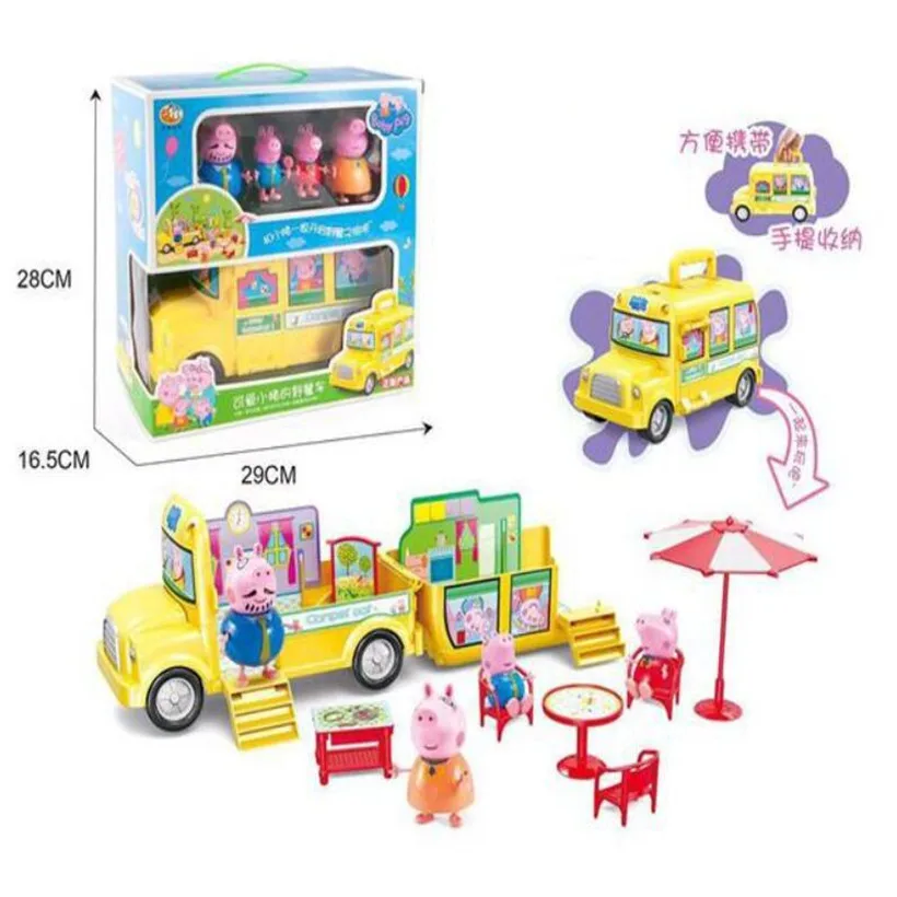 

Peppa Pig George Dad Mom Family Picnic Car Toys Action Figure Model Pelucia Toys For Children Gifts