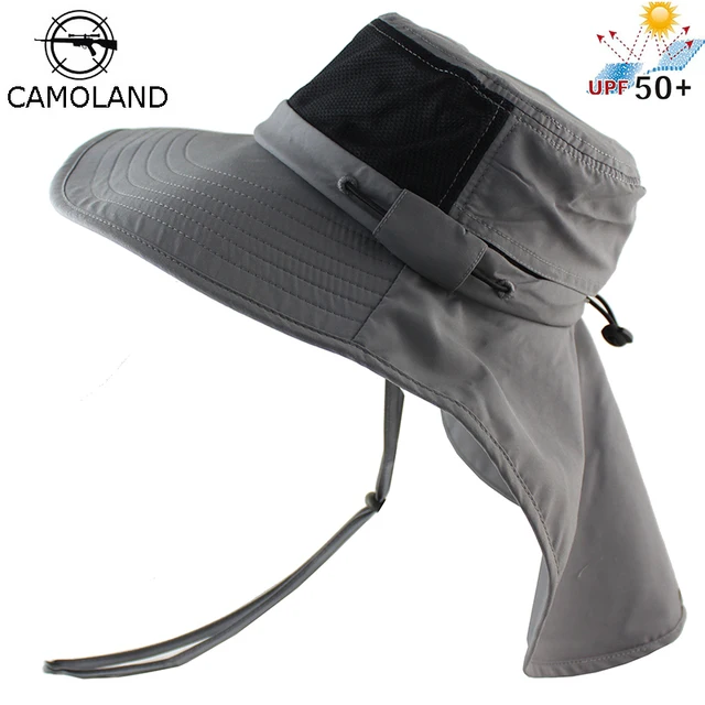 Summer Sun Hat Bucket Men Women Boonie Hat with Neck Flap Outdoor UV