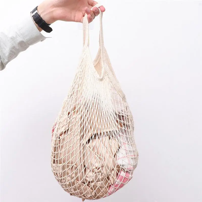 Lightweight Cotton Net Bag String Knit Practical Simple Portable Shopping Net Bag Storage Handbag For Shopping Outdoor