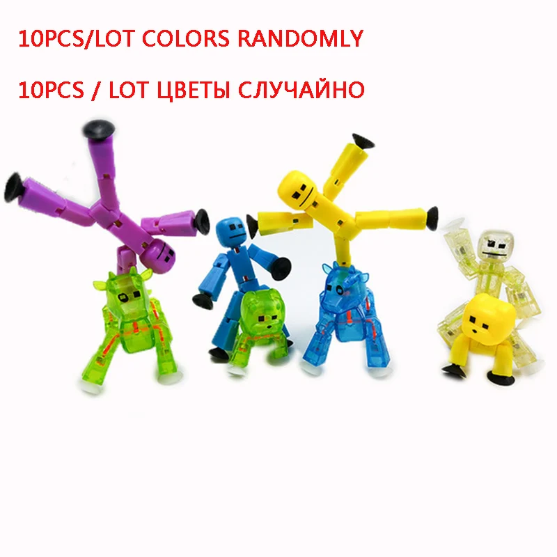 

10pcs/lot Colors Randomly sending cute Sticky Robot Sucker Suction Cup funny deformable stick bot action figure toys B97