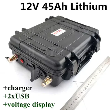 

12v 45Ah not 40Ah 50ah Lithium li ion battery pack with USB port and BMS for street light power bank scooter Ebike+charger