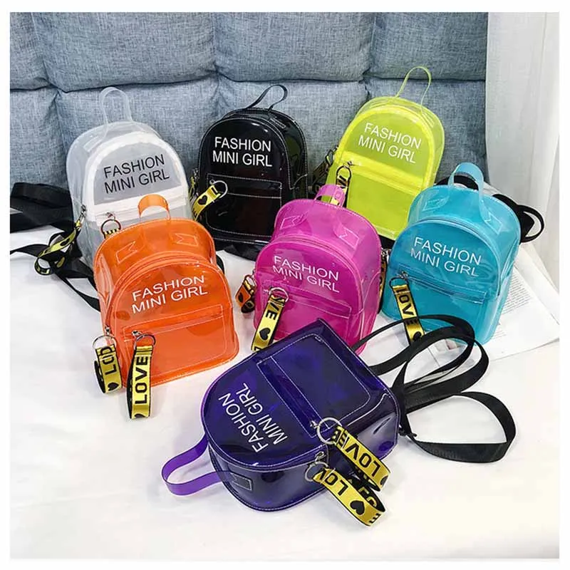 

Female Mini Cute Backpack Women Clear Bag Lady Waterproof Jelly Bags Summer Bagpack Teenager Kawaii Casual Backpacks Woman 2019