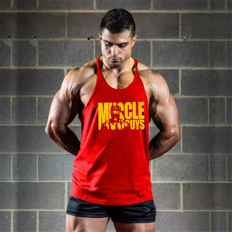 Хлопковые майки Muscleguys для спортзала мужские без рукавов Майки мальчиков одежда