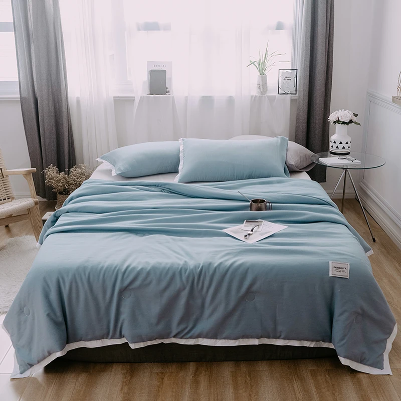 

blue grey wash cotton soft bedspread coverlet/bed cover,also good use as summer blanket 145x195/175x195/195*225cm