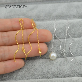 

QIAOBEIGE silver 925 jewelry parts pearl diy accessory stud tassel earrings for women Ear line wholesale factory china supplier